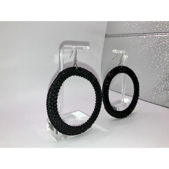 NWT! Plunder Distress Large Black Hoop 3 7/8" Earrings! - Picture 6 of 8